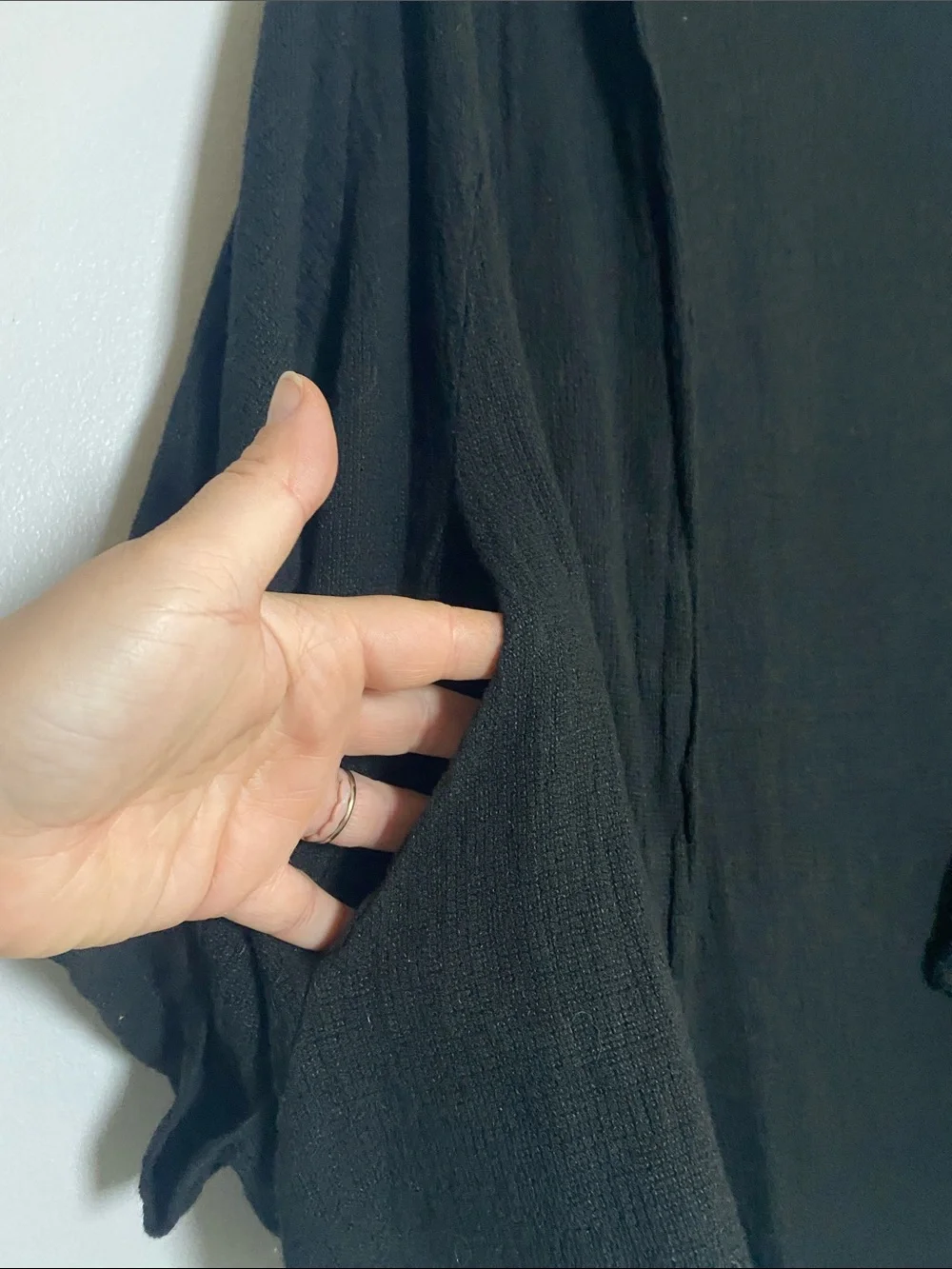 Meo Meli Cardigan One Size Black Linen Blend Open Front Slouchy Lagenlook